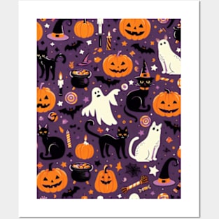 Retro Halloween Pattern Posters and Art